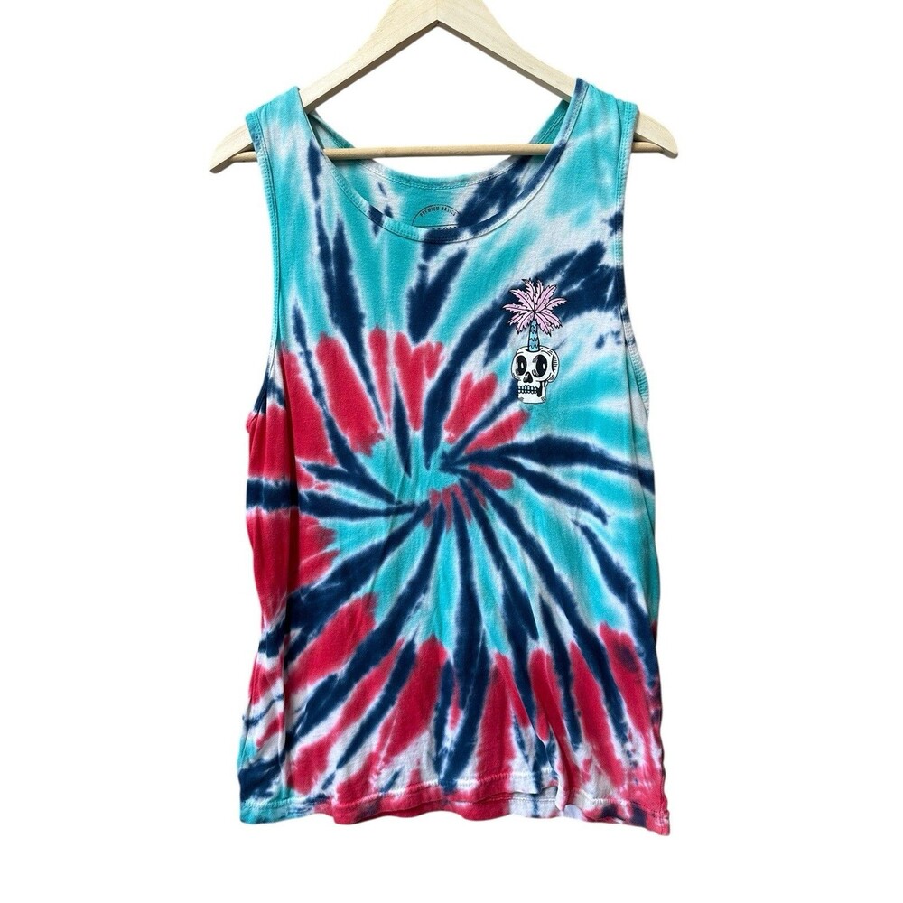 Dikotomy Tie Dye Men's Medium Tank Standard Fit Palm Tree Skull Graphic
